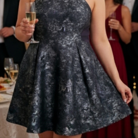 BNWT Holiday Dress- Black and Silver - Mblm Tess Holliday, Zipper Back, Midi - Picture 1 of 6